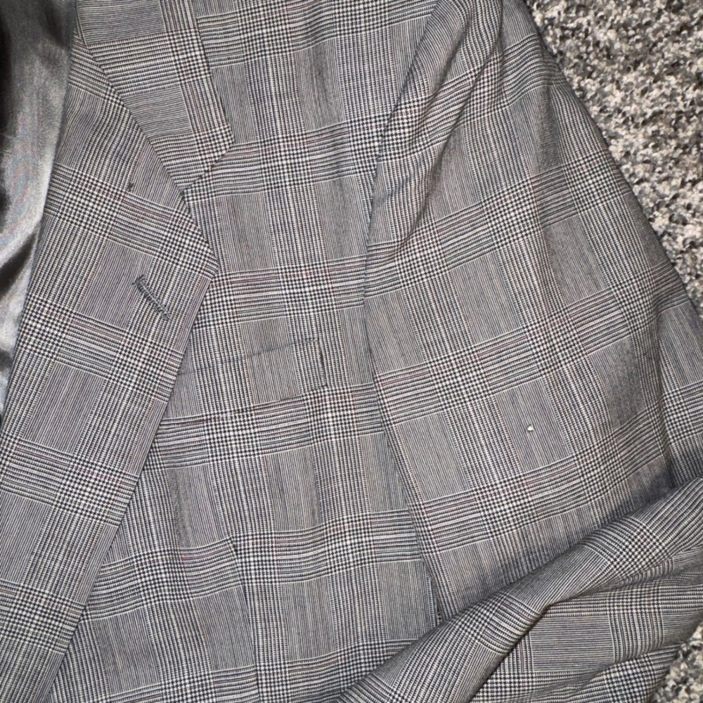 Vintage 80s Christian Dior Monsieur 42R Grey Glen Plaid Wool Blazer Sport Coat - Picture 2 of 8